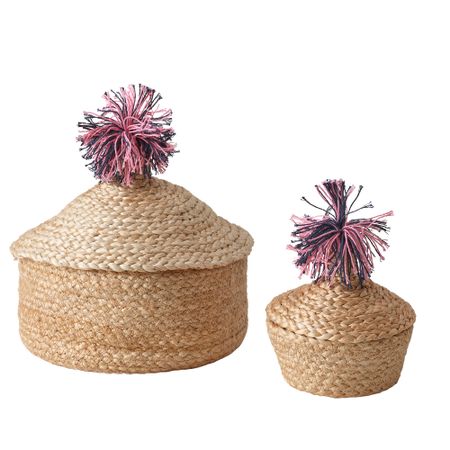 Корзина с крышкой, 2 шт., джут IKEA MÄVINN 105.520.29