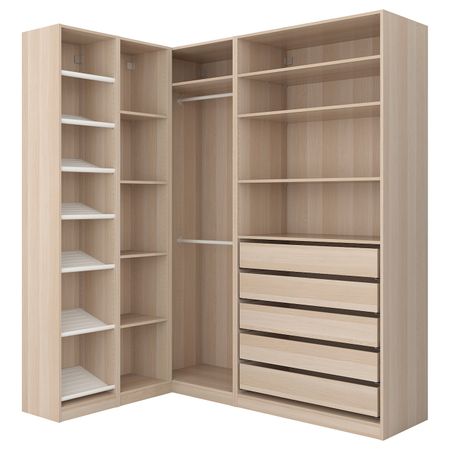 Гардероб угловой, под беленый дуб 160/188x236 см IKEA PAX ПАКС 792.179.97