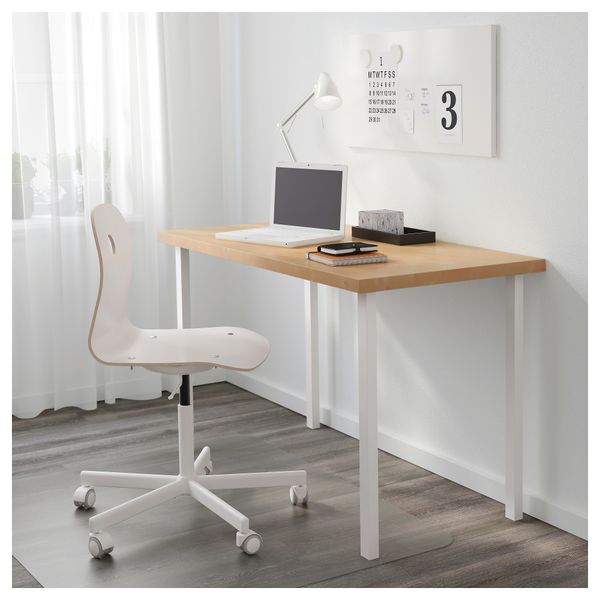 Стол ЛИННМОН / ГОДВИН, под березу, белый (120x60 см) - схема-чертеж с размерами