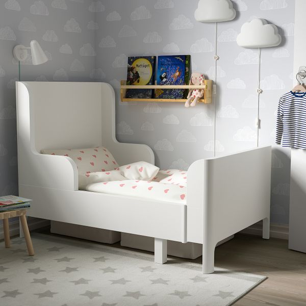 Раздвижная кровать, белый 80x200 см IKEA BUSUNGE БУСУНГЕ 404.598.31 - схема-чертеж с размерами