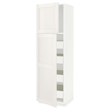 Высокий шкаф/2дверцы/4ящика, белый/Сэведаль белый 60x60x200 см IKEA МЕТОД / ФОРВАРА 293.780.06