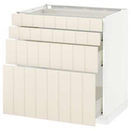 Напольный шкаф 4 фронтальных панели, 4 ящика МЕТОД / ФОРВАРА, белый, Хитарп белый с оттенком