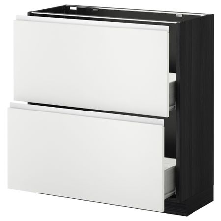 Напольный шкаф с 2 ящиками МЕТОД / ФОРВАРА, черный, Нодста белый