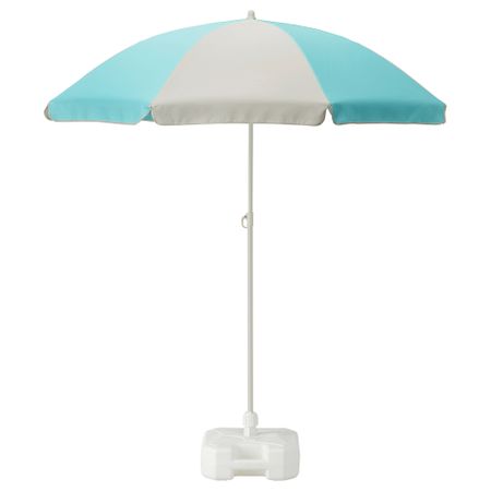 Зонт от солнца с опорой РАМСО / ФИСКЁ, бирюзовый светло-бежевый, белый (160 см)