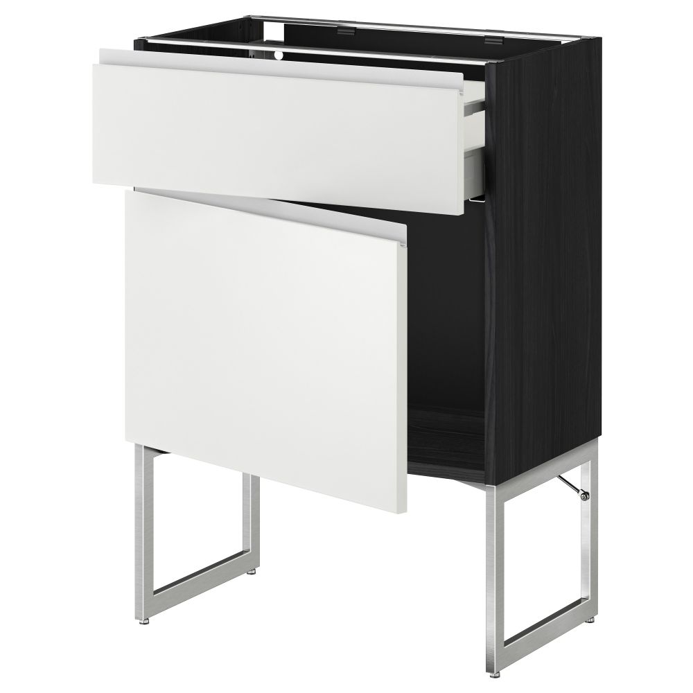 Напольный шкаф с ящиком, дверью МЕТОД / МАКСИМЕРА, черный, Нодста белый - схема-чертеж с размерами