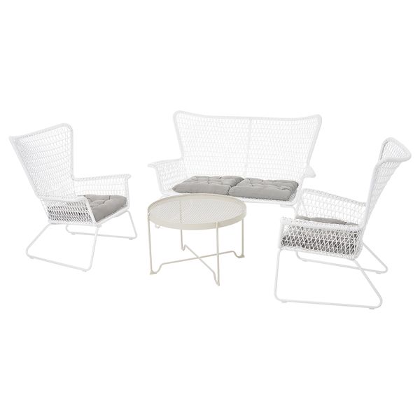4-местный комплект садовой мебели, белый, Kuddarna серый IKEA HÖGSTEN ХЭГСТЕН 594.282.36 - фото 2