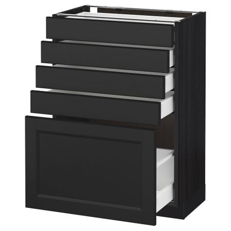 Напольный шкаф с 5 ящиками МЕТОД / МАКСИМЕРА, черный, Лаксарби черно-коричневый