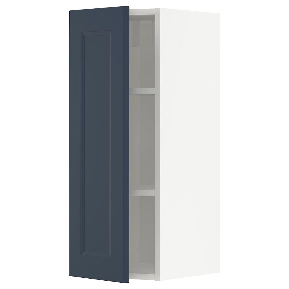Навесной шкаф с полками, белый Акстад/матовая поверхность синий 30x80 см IKEA METOD МЕТОД 194.019.84 - фото 1
