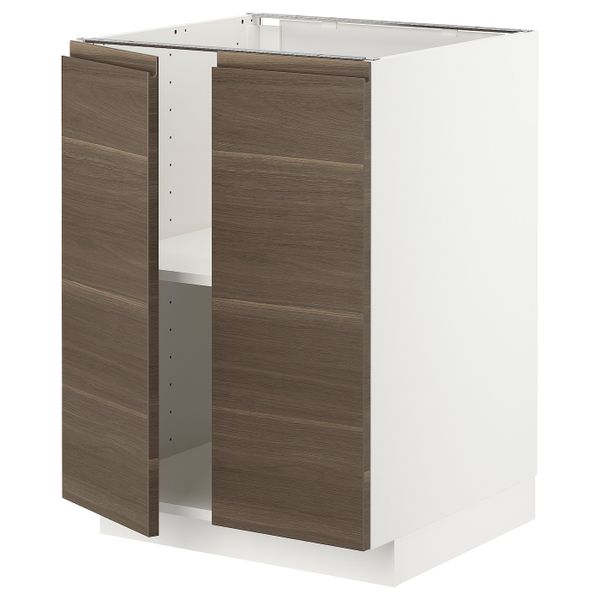 Напольный шкаф с полками/2двери, белый/Воксторп под грецкий орех 60x60 см IKEA METOD МЕТОД 093.001.84 - схема-чертеж с размерами