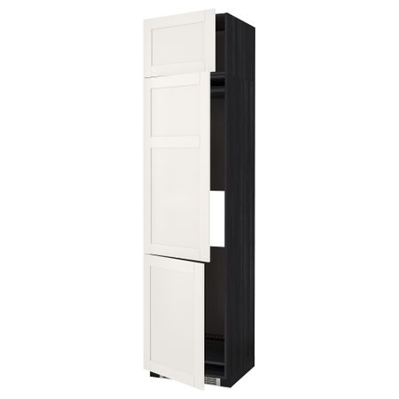 Высокий шкаф для холодильника или морозильника, с 3 дверями МЕТОД, черный, Сэведаль белый