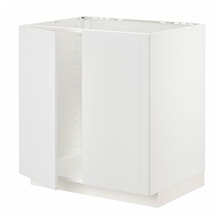 Напольный шкаф для мойки+2 двери, белый/Стенсунд белый 80x60 см IKEA METOD МЕТОД 394.096.63