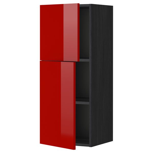 Навесной шкаф с полками, 2 дверцы МЕТОД, черный, Рингульт красный - схема-чертеж с размерами