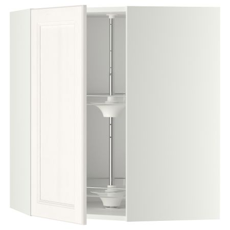 Угловой навесной шкаф с вращающейся секцией МЕТОД, белый, Лаксарби белый