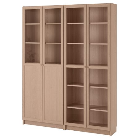 Стеллаж, панельные, стеклянные двери, 160x30x202 cm IKEA BILLY БИЛЛИ, OXBERG ОКСБЕРГ 992.807.42