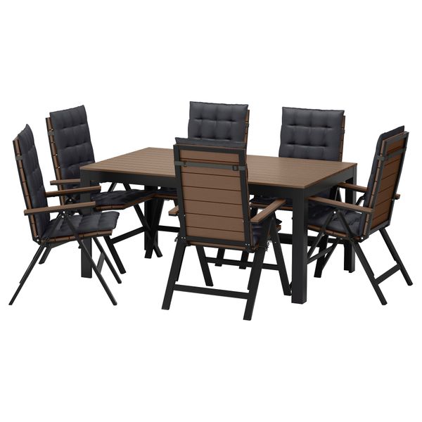 Стол, 6 кресел для сада ФАЛЬСТЕР, черный, Холло черный - фото 1