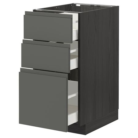 Напольный шкаф с 3 ящиками, черный/Воксторп темно-серый 40x60 см IKEA МЕТОД / МАКСИМЕРА 593.109.82