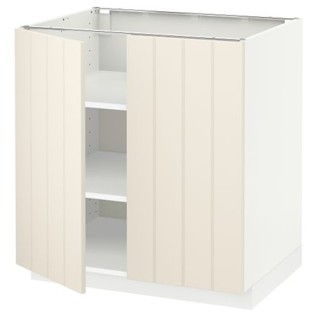 Напольный шкаф с полками, 2 двери МЕТОД, белый, Хитарп белый с оттенком