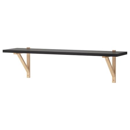 Полка навесная ЭКБИ ЕРПЕН / ЭКБИ ВАЛЬТЕР, черно-коричневый, береза (119x28 см)