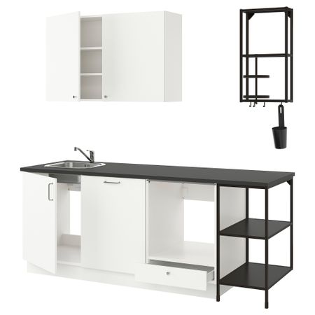 Кухня, 223x63.5x222 см, антрацит/белый IKEA ENHET 793.377.49
