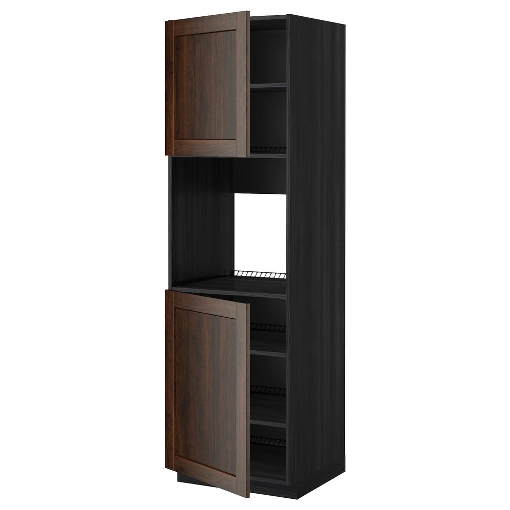 Высокий шкаф для/духовки, 2 дверцы, полки IKEA МЕТОД 192.264.19 - схема-чертеж с размерами