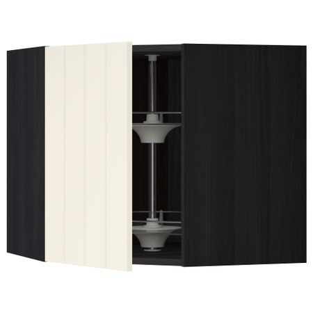 Угловой навесной шкаф с вращающейся секцией МЕТОД, черный, Хитарп белый с оттенком