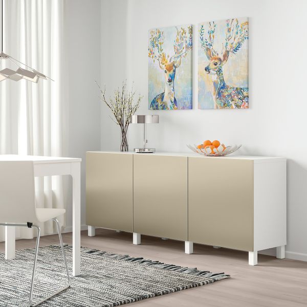 Комбинация для хранения с дверцами, белый/РИКСВИК/стуббарп под светлую бронзу 180x42x74 см IKEA BESTÅ БЕСТО 593.025.76 - фото 2