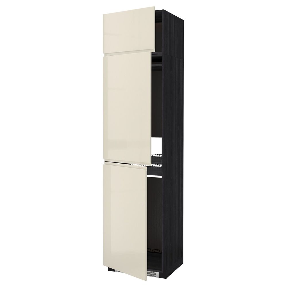 Высокий шкаф для холодильника или морозильника, с 3 дверями, черный, Воксторп глянцевый светло-бежевый 60x60x240 см IKEA МЕТОД - схема-чертеж с размерами