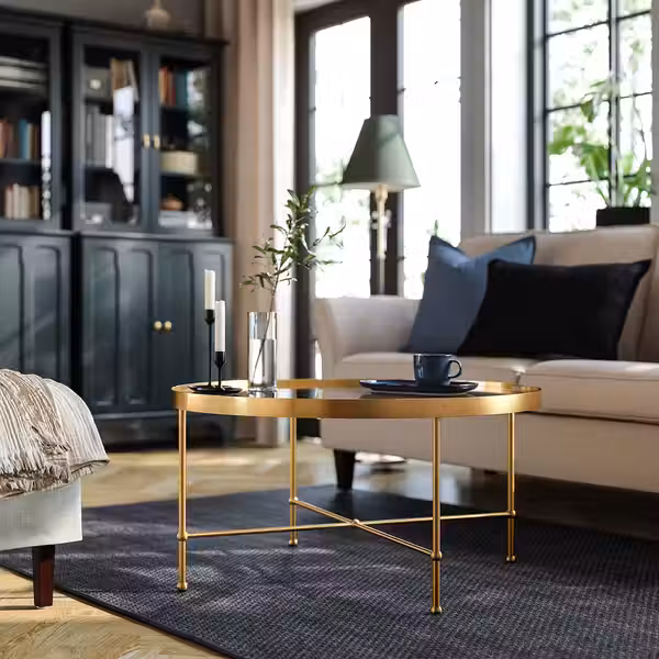 TORSJÖ Журнальный стол - золотой эффект/стекло 88 см - фото 3