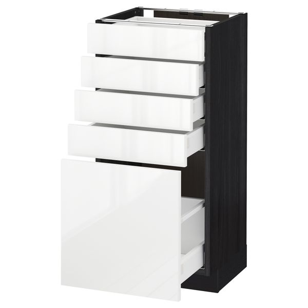 Напольный шкаф с 5 ящиками МЕТОД / МАКСИМЕРА, черный, Рингульт белый - схема-чертеж с размерами