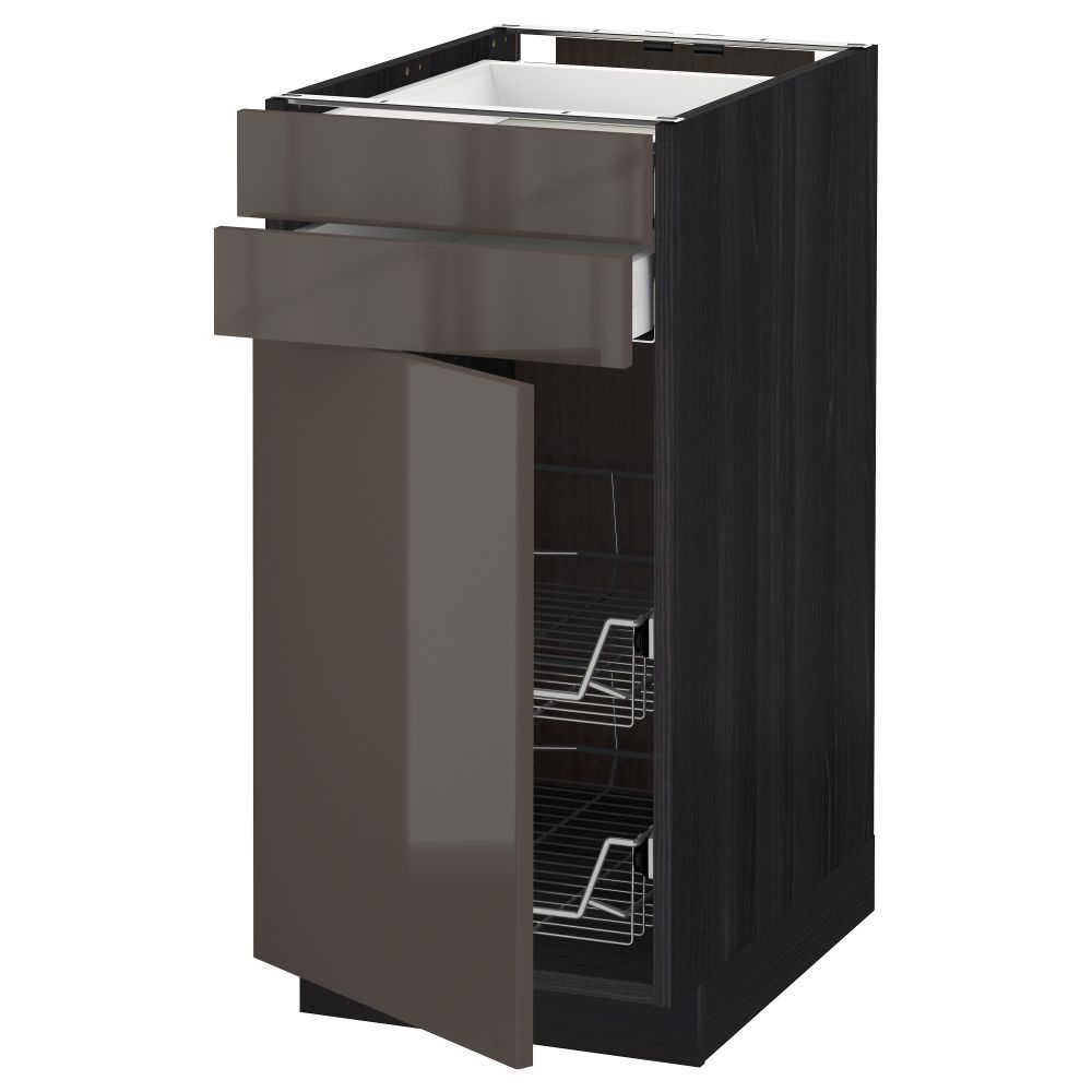 Напольный шкаф, дверца, 2 ящика, проволочных корзин МЕТОД / МАКСИМЕРА, черный, Рингульт серый - схема-чертеж с размерами