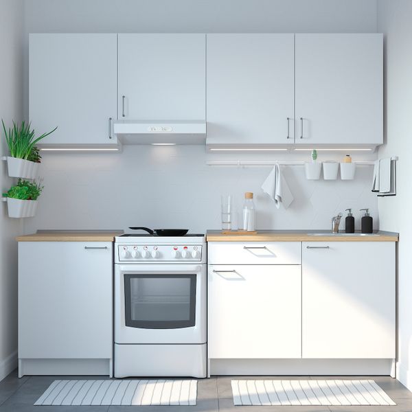 Кухня, белый 240x61x220 см IKEA KNOXHULT КНОКСХУЛЬТ 994.005.70 - схема-чертеж с размерами