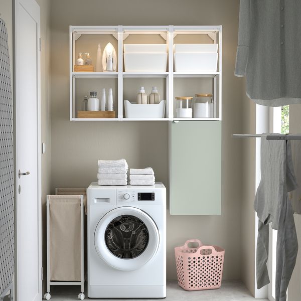 Комбинация для хранения, белый, бледный серо-зеленый, 120x32x150 см IKEA BEGIVENHET БЕГИВЕНХЕТ 595.481.06 - фото 4