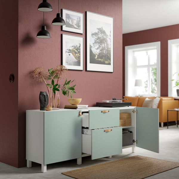 Комбинация для хранения с ящиками, белый/Хёртвикен бледный серо-зеленый 180x42x74 см IKEA BESTÅ БЕСТО 194.355.35 - фото 2