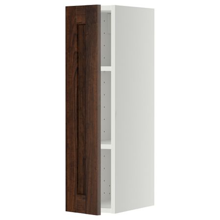 Навесной шкаф с полками, белый/Эдсерум коричневый 20x80 см IKEA METOD МЕТОД 094.468.55