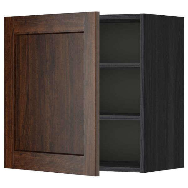 Шкаф навесной с полкой, черный/Эдсерум коричневый 60x60 см IKEA МЕТОД 892.264.25 - схема-чертеж с размерами