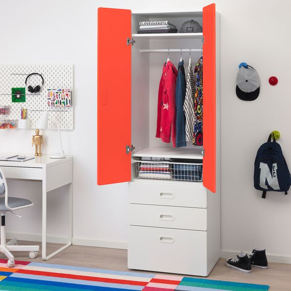 Шкаф платяной, белый, красный 60x50x192 см IKEA STUVA СТУВА / FRITIDS ФРИТИДС 092.530.31 - фото 3