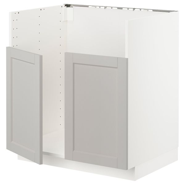 Шкаф для двойной мойки БРЕДШЁН, белый/Лерхюттан светло-серый 80x60 см IKEA METOD МЕТОД 592.978.48 - схема-чертеж с размерами