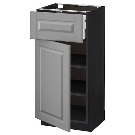 Напольный шкаф с ящиком, дверью МЕТОД / МАКСИМЕРА, черный, Будбин серый