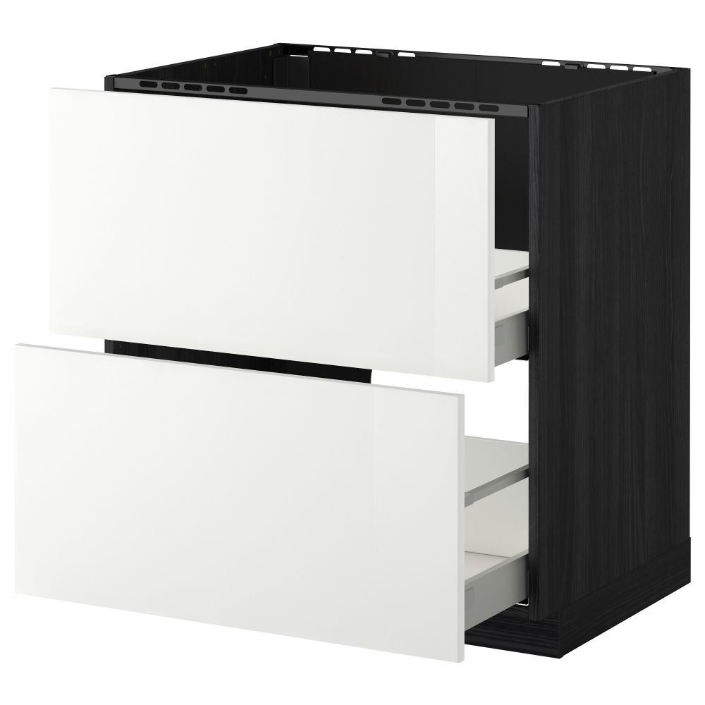 Напольный шкаф под мойку + 2 фронтальных панели, 2 ящика МЕТОД / МАКСИМЕРА, черный, Рингульт белый - схема-чертеж с размерами