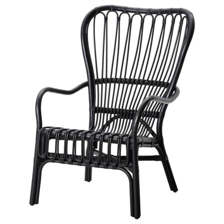 Кресло c высокой спинкой, черный/ротанг IKEA STORSELE СТУРСЕЛЕ 703.841.94