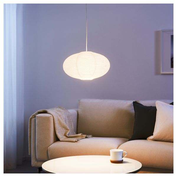 Абажур для подвесного светильника СОЛЛЕФТЕО, круглой формы белый белый - схема-чертеж с размерами