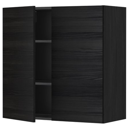 Навесной шкаф с полками/2дверцы, черный, Тингсрид черный 80x80 см IKEA МЕТОД 892.322.66