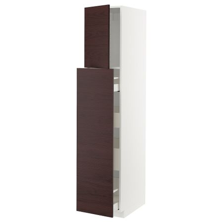 Высокий шкаф, выдвижной секцией, 1 дверца, 4 ящика, 40x60x200 cm IKEA METOD МЕТОД, MAXIMERA МАКСИМЕРА 594.655.49