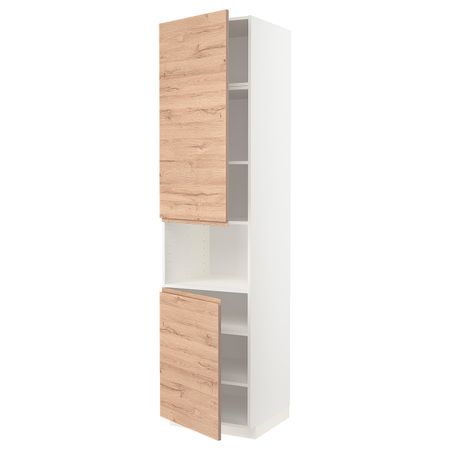 Высокий шкаф для/СВЧ, 2 дверцы/полки, белый/Воксторп под дуб 60x60x240 см IKEA METOD МЕТОД 594.458.15