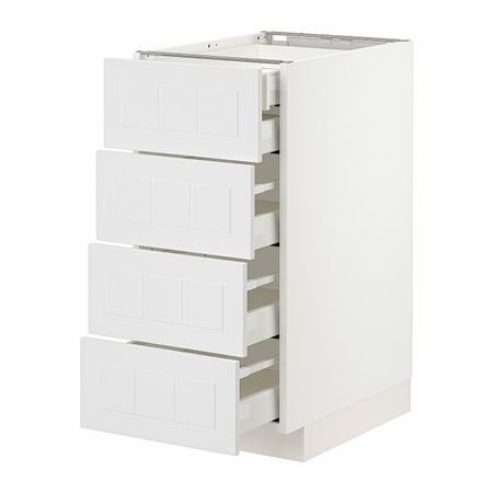 Напольный шкаф 4фасада/2нзк/3 средних ящ, белый/Стенсунд белый 40x60 см IKEA METOD МЕТОД / MAXIMERA МАКСИМЕРА 394.096.82