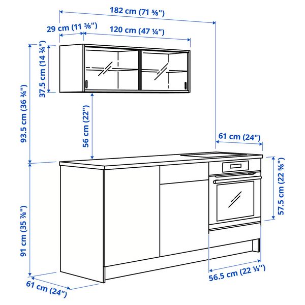 IKEA в интерьере - схема-чертеж с размерами