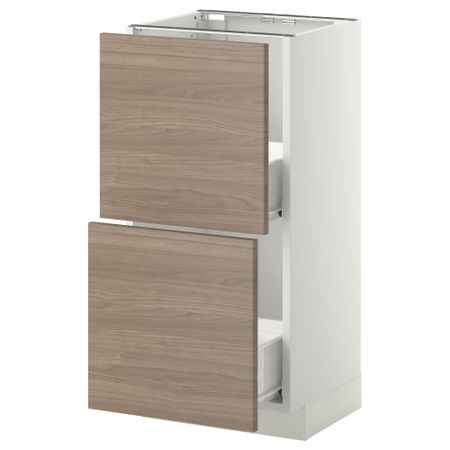 Напольный шкаф с 2 ящиками МЕТОД / ФОРВАРА, белый, Брокхульт светло-серый