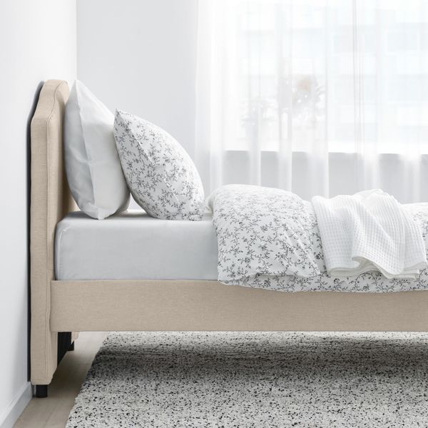 Каркас кровати с обивкой, Лофаллет бежевый 90x200 см IKEA HAUGA ХАУГА 205.063.53 - фото 2
