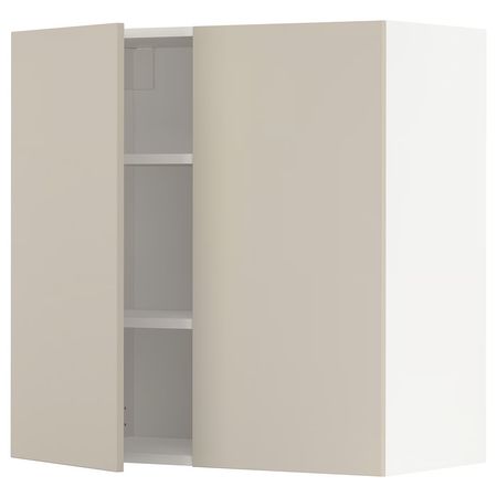 METOD Навесной шкаф с полками/2дверцы - белый/Havstorp бежевый 80x80 см