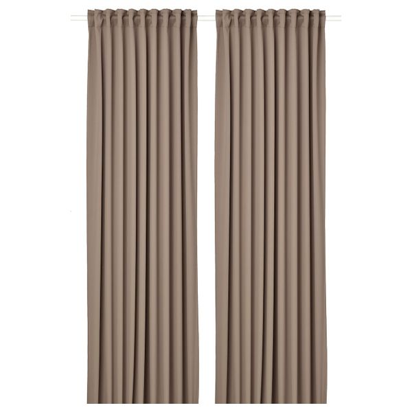 Затемняющие гардины, 2 шт., серый-коричневый 145x300 см IKEA MAJGULL МАЙГУЛЛ 704.881.20 - фото 1